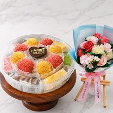 이버스데이 VIP 떡케이크 선물세트 생일 케익 기념 생신 칠순 명절 선물추천 단체선물, 1.25kg, 1세트, V/떡케이크D/꽃12/리본문구/거치대_NEW