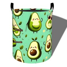 Amepay 재미있는 아보카도 세탁 바구니 기타 디자인 접이식 옥스포드 천 손잡이가 달린 생활 방수 더러운 옷 욕실 침실 기숙사용 의류 보관 버킷 장난감 정리함 50 x, Amepay 재미있는 아보카도 세탁 바구니, 기타 디자
