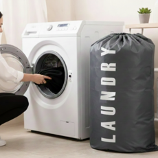 포미온 런드리백 대용량 세탁물 빨래가방, 그레이