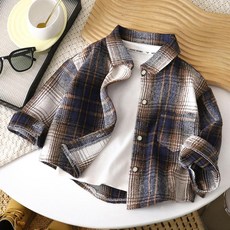 男童 兒童 拼色 翻領 襯衫 長袖 開衫 外套