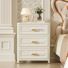 Serendipity Bloom 서랍장 크림 톤 이동식 수납장 다기능 수납함 H158-026, 3단, 크림색