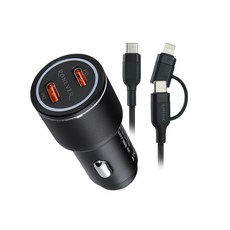 RONIVER 60W 雙孔車用充電器組 PE023A, 黑色