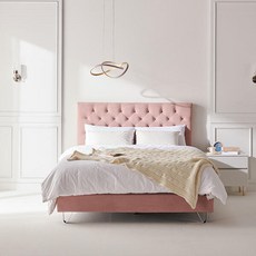 알로아 아쿠아텍스 호텔식 패브릭침대프레임 Q, 로즈핑크, 로즈핑크