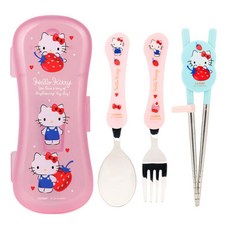 릴팡 산리오 익스슬림 스텐 4종 세트, 헬로키티, 숟가락 + 포크 + 젓가락 + 케이스, 1세트