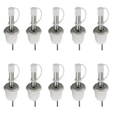 10팩 올리브 오일 푸어 스파우트 스테인리스 스틸 바텐드 툴 와인 위스키 주류 병 푸어러 스파우트 커버 포함 펍 클럽 레스토랑 바 커피숍 및 다이너에게 적합 (01-, 01-화이트