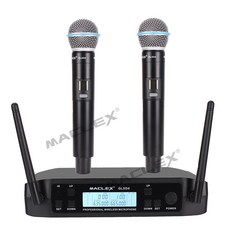 GLXD4 핸드 바디팩 라펠 헤드셋이 있는 듀얼 송신기 UHF 무선 마이크 가라오케 시스템 음성 파티용, 02 handhold, 1개
