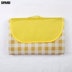 DFMEI 600D牛津布野餐墊防潮墊露營野餐布戶外地墊沙灘墊防水音樂節墊子, 黃白格