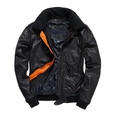 極度乾燥 Superdry MA1 飛行夾克，黑色毛領撞色橘邊，男款M號, 1個