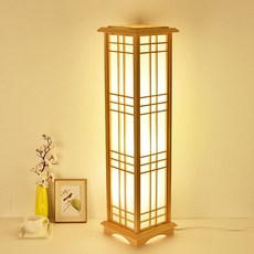 한옥등 등 일본식 카페용 플로어 무드등 좌식 스탠드 원목 거실, 원목90cm(리모콘)