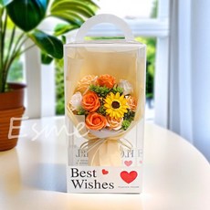 Esme 香皂花束禮盒, 1個, 9朵香皂花—向日葵黃色, 向日葵黃色