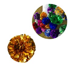 풍성한 응원 손잡이 꽃볼 수술 응원술 꽃수술 체육대회 운동회 치어리딩 율동 댄스 은박 금박 소품, G, 블루골드, 1개