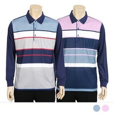 여성용 카라넥 스트라이프 긴팔 티셔츠 컬러블록