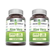 Amazing Formulas 알로에 베라 보충제 | 농축액 25Mg 200:1 5000mg 상당 소프트젤 GMO 프리 글루텐 미국 제조 2팩 120개 무향 678939