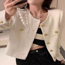 봄자켓 트위드자켓 금장버튼 하객룩 여성 자켓 봄 여성자켓 데이트룩