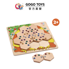 GOGO TOYS 蜜蜂鑽石派對 六邊形形狀配對玩具, 彩色, 1套