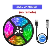 LED 스트립 조명 USB RGB 5050 라이트 1M-30M 음악 동기화 앱 제어 룸 장식 TV 유연한 램프, 04 3Key controller, 05 3미터