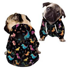 Howilath 세련된 강아지 후드 겨울 가을 따뜻한 옷 만화 Dinasour 스웨트셔츠 패션 의상 개 고양이 미디엄 - M, 갤럭시, 1