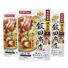 Iidashoten 火鍋直用湯底 雞高湯醬油口味, 3個, 700g