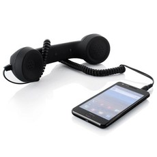 레트로 수화기 핸드셋 마이크조절 전화기, 블랙 + Type-C 어댑터