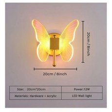 나비 LED 샹들리에 조명 침실 침대 옆 배경 아크릴 펜던트 램프 홈 데코 걸이식 천장 기구, 05 wall lamp, 01 차가운 흰색