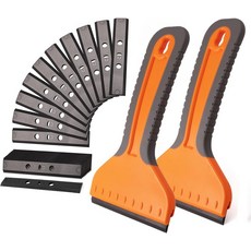 ISHTOOL 4인치 플라스틱 면도날 스크레이퍼 2 큰 칼날 페인트 스티커 제거 도구 접착 라벨 데칼 벽지 유리 청소용 20개