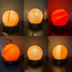 球體造型鹽燈，天然鹽晶材質，釋放負離子，多色可選，觸控調光，居家裝飾照明, 圓滿圓球鹽燈
