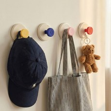 무타공 벽걸이 컬러후크 4p, 1세트, 4개