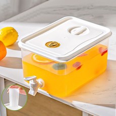 SMABAT 음료 주스 디스펜서 가정용 디스펜서 휴대용 냉수병 플라스틱 냉장고 물병 5L 필터망 포함, 1개, 화이트