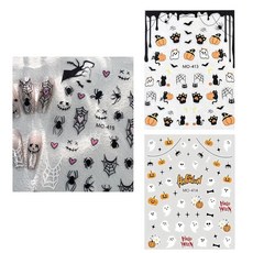 할로윈 네일 스티커 할로윈 붙이기만 하면 돼 고양이 유령 호박 입체감 6매 세트