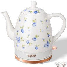 탑티어 전기 세라믹 티 주전자 빠르고 쉽게 물 끓이기 분리 가능한 회전 베이스 및 건조 보호 케 자동 차단 1리터 흰색, 1 5 LITER, Greedy Cat