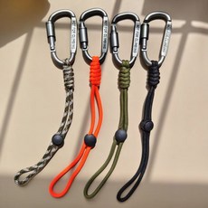 戶外登山攀巖揹包鋁合金掛扣徒步便攜登山包防丟傘兵繩編織掛繩, 橙色,短款-28cm