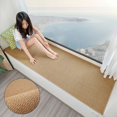 DFMEI 防貓抓飄窗墊窗臺墊子仿劍麻地毯落地窗日式榻榻米墊四季通用, 1cm, 駝色【棉布底】:40x60cm