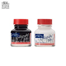 Winsor&Newton 윈저앤뉴튼 캘리그라피 잉크 30ml 블랙 화이트 1갑 3개입/Red Cap, WI1110702 White 낱개3개