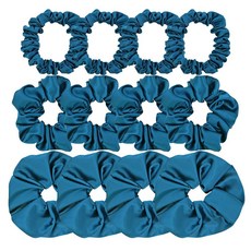 [ 1004917 ] 12피스 믹스 3가지 사이즈 새틴 실크 스크런치 헤어 타이 여성용 여아용 팔찌 포니테일 홀더 밴드 신축성 있는 로프 헤어번 액세서리 (3가지 번들 12피스