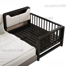 床加寬護欄床 拼接床 兒童安全床圍欄 睡眠輔助床, 【白】單牀頭款-牀頭雙層置物（貓耳軟包）,【牀高可調節】長150寬60