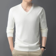 투니스 남성 단색 브이넥 슬림핏 니트 스웨터