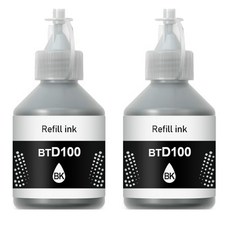 훼이머스신곡점 브라더 BTD100 호환용 무한잉크 DCP-T730DW/T536DW/T436W/T236/T830DW/MFC-T930DW/T935DW, 2개, 검정