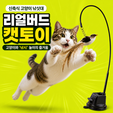 제이드커머스 고양이 낚시대 장난감 리얼 새 셀프 놀이 강력압착 분리형 캣토이, 1개, 긴꼬리새