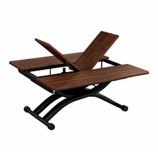 Jemiz 리프트업 테이블 높이조절 리프트 테이블 접이식 확장형 식탁 테이블 거실 좌식 소파 테이블 다기능, 1.1x0.7m_월넛_직각모서리