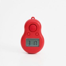 一心 手按夜光念數計數器 掛脖電子數顯 可看時間隨身點數記數器 迷你念佛指環計數器, 充電款紅色, 1個