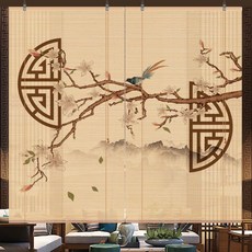 대나무 블라인드 파티션 동양화 일식집 인테리어 가림막 롤스크린 업소