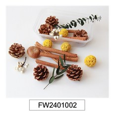 雨林薰舍 無火肉桂松果乾花材料包 聖誕乾果DIY手作裝飾, FW2401002(盒裝)