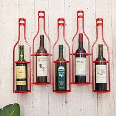 벽걸이형 와인랙 와인 진열대 인테리어 와인병걸이 레스토랑 주류 빨간색 제품 수납 벽장식 병 디스플레이, 6. 5병 60.5x10x53CM 빨강