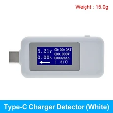 TZT 10 in USB 테스터 DC 디지털 전류 측정기 앰프 볼트 감지기 충전기 표시기 및 모듈, 01 빠른  Mainland, 02 3PCS, 04 KWS-1802C White