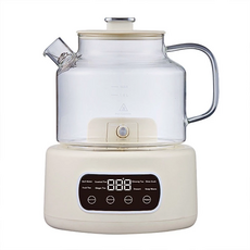 多功能養生壺 1.2L 全玻璃壺身 24H預約保溫, KBE818米黃色