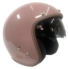 GM 經典皮革邊內墨鏡安全帽 半罩復古帽 莫蘭迪色系 3/4罩安全帽, 法國粉
