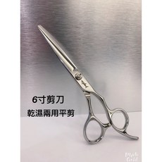 【愛美髮品】贈剪髮圍巾 專業美髮剪刀 亮面 6寸剪刀 乾濕兩用平剪 設計師剪刀, 1個