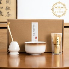 AOHAO 말차 도구 4/6PCS 세트 Matcha Whisk 차선 다완 차선립, 3세트, 화이트 4PCS