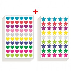 1050pcs 컬러 하트 별 스티커 20장, 1세트, 혼합(S4209) 1050개입(20장)