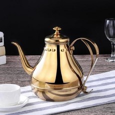 歐式燒水壺 1.8L 宮廷壺細口長嘴不銹鋼茶壺, 1個, 宮廷壺金色 1.2L